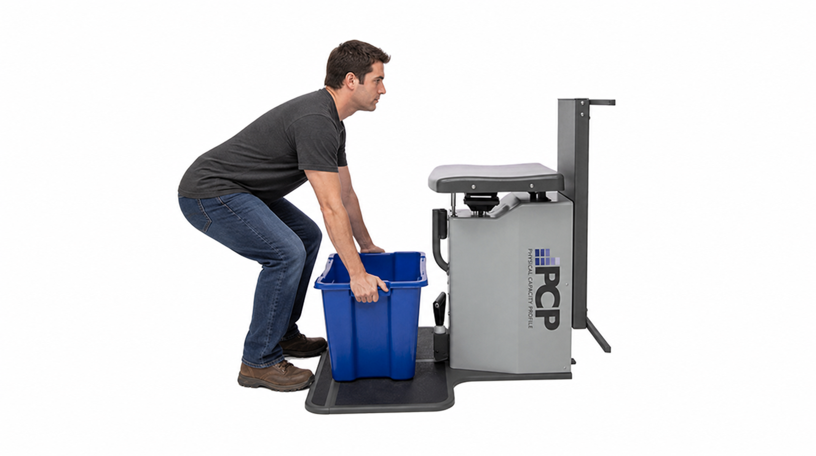 A participant completing a lifting capacity measurement